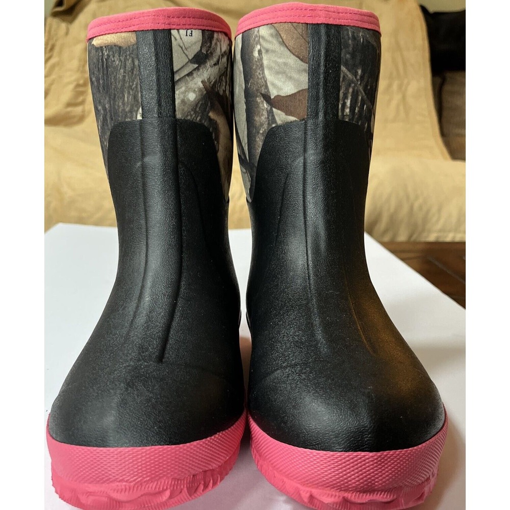 Women’s Hunthor‎ Rain Boots Black Pink Sz7 More like 9 Run Huge - Picture 3 of 9